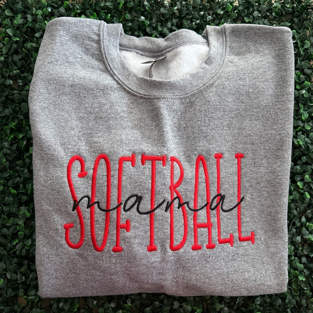 Gildan Gray Sweatshirt with Red and Black Embroidery